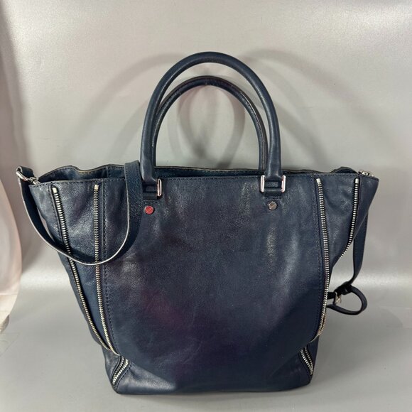 MICHAEL MICHAEL KORS NEWMAN NAVY BLUE LEATHER LARGE TOTE,SHOULDER BAG,CROSSBODY - Picture 6 of 15